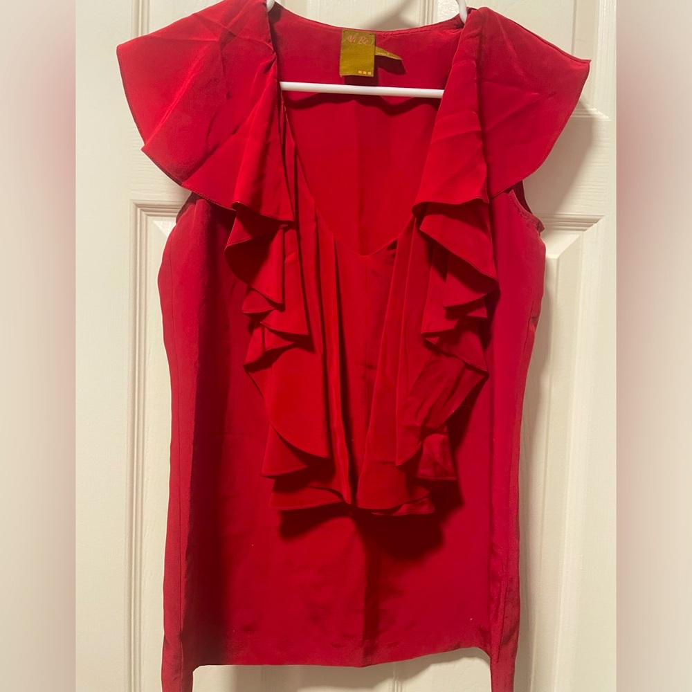 Ali Ro Ruffle Silk Blouse
